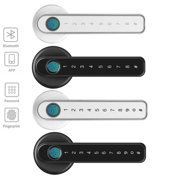 Електрическа брава с пръстов отпечатък, Smart Bluetooth-съвместими Заключване с дръжка с парола, приложение за отключване без ключ, Работи за iOS/Android