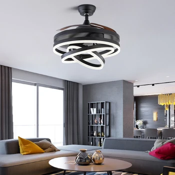 Скандинавски декор спални led вентилатор на тавана лампа с трапезария и вентилатор на тавана с осветление лампи за дистанционно управление за хол 2