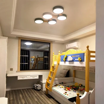 Скандинавски модерен стил macaron хол тавана лампа от ковано желязо спалня с детска стая-цветни led лампи 1