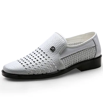 мъжки бели модела обувки, мъжки италиански обувки, прическа от естествена кожа, Отворете официалната обувки, мъжки класически zapatos ал hombre 635 1