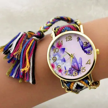 shsby Нови Дамски ръчен часовник от найлон въжета с цветя модел, модерен дамски часовник под роклята, висококачествени кварцови часовници, красиви часовници за момичета 2