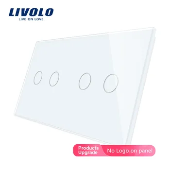 Livolo Луксозен Бял Перла кристална чаша, 151 mm * 80 mm, стандартът на ЕС, Двоен панел VL-C7-C2/C2-11 1