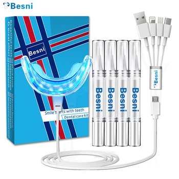 Besni Домашен стоматологичен лампа Комплект за Избелване на Зъбите Студен Led Лампа за Избелване на Зъби за Чувствителни Зъби 4в1 кабел за предаване на данни С Избелващ Гел 1