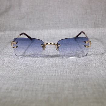 Vintage Слънчеви Очила Без Рамки Мъже В Метална Рамка, Прозрачни Очила с Квадратни Рамки Нюанси за Жени Летни Клубни Точки Oculos 2