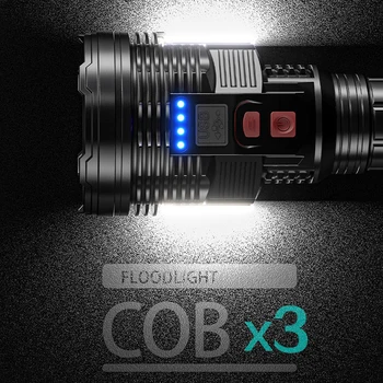 Мощен Led Полицай Фенерче 3 * COB Страничната Светлина на Прожектор за Сигурност Светлини USB Акумулаторна Лампа Водоустойчив Ръчен Фенер 2