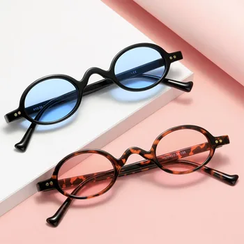 ШОН Старинните Малки Овални Слънчеви Очила Дамски Модни Нитове Оптични Очила, Рамки за Очила 2