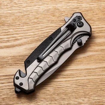 Сив Черен Висока Твърдост EDC Открит Преносим Малък Сгъваем Нож желание за самозащита Къмпинг Походный Нож Инструменти За Разбиване на Прозорци 2