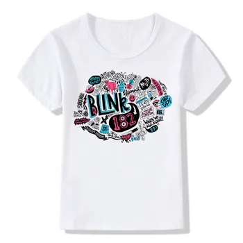 тениска за момчета/момичета с принтом Blink 182, рок-група, Забавна тениска с Смайликом, Детска Модна Тениска, Бебешки Ежедневни Блузи, бебешки дрехи 1