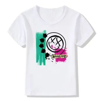 тениска за момчета/момичета с принтом Blink 182, рок-група, Забавна тениска с Смайликом, Детска Модна Тениска, Бебешки Ежедневни Блузи, бебешки дрехи 2