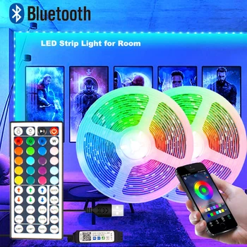 Led Светлини за Стая Led 1-5 м 10 м 15 м 20 м и 30 м Led Лента SMD5050 RGB Лента Bluetooth Неонови Светлини Украса Спални Luces Led 1