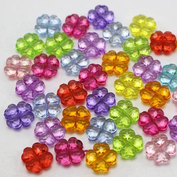 5000 Цветни Прозрачни Акрилни Мъниста-шармов с Четири Листа Детелина 11 мм