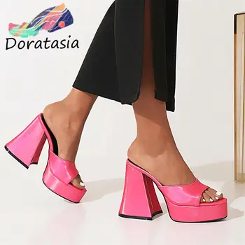 DORATASIA/дамски обувки-чехли на висок Ток и платформа, време на летните Лаконичен Ежедневни обувки-лодки, Нови предмети, Лидер на Продажбите, Дамски обувки-лодки, Casual Стил 1