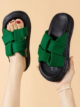 2022 Нови Дамски Джапанки Лято Обувки Сандали на равна Подметка Trend на Марка Римски Джапанки На Танкетке Дамски Обувки Плажни Ежедневни Модни Джапанки 1