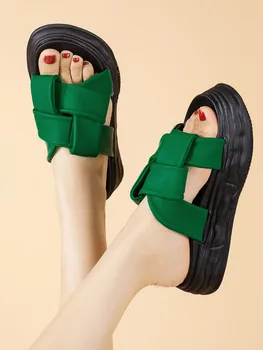 2022 Нови Дамски Джапанки Лято Обувки Сандали на равна Подметка Trend на Марка Римски Джапанки На Танкетке Дамски Обувки Плажни Ежедневни Модни Джапанки 2
