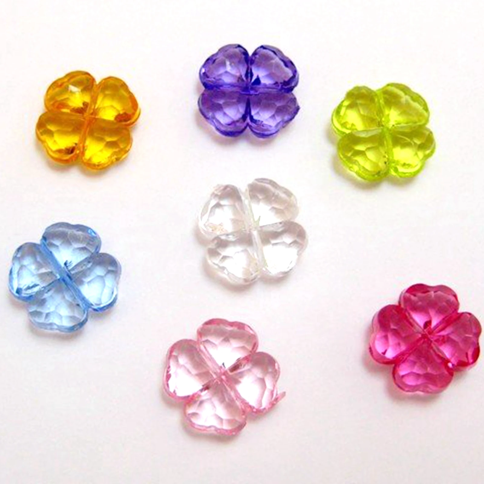 5000 Цветни Прозрачни Акрилни Мъниста-шармов с Четири Листа Детелина 11 мм Изображение 1