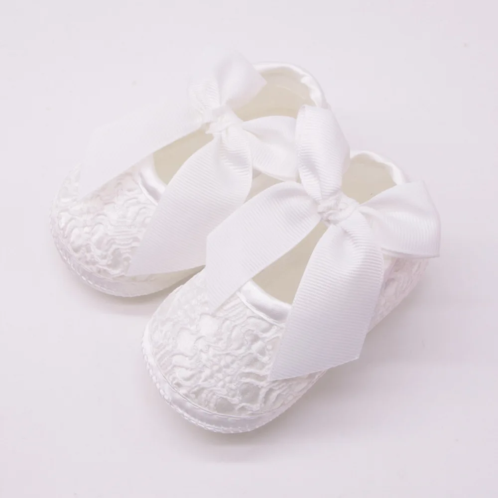 Обувки принцеса с мека подметка, Обувки за бебета, Пролетно-есенна Обувки за деца, Нескользящая обувки за момичета на Сватба, Кръщенета, с лък, от 0 до 1 година Изображение 1