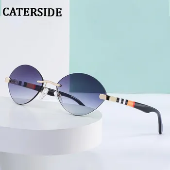 CATERSIDE 2022 Модерни Слънчеви Очила, Дамски Малки Кръгли Очила Без Рамки Реколта Дамски Слънчеви Очила с Класически Маркови Дизайнерски Слънчеви Очила с UV400 1