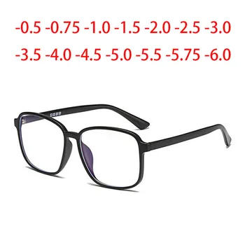 Голяма квадратна дограма Завърши Късогледство Очила Анти-синя светлина Очила с Диоптър 0 -0,5 -0,75 -1,0 -2,0 -2,5 -3,0 До -6,0 1