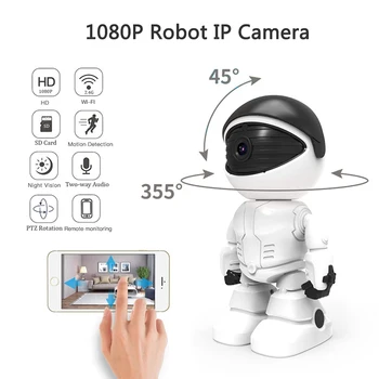 1080P Робот IP Камера за Сигурност на 360 ° WiFi Безжична 2 Мегапикселова Камера за Видеонаблюдение Умен Дом за Видеонаблюдение на P2P Детски Монитор
