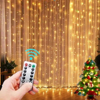 3 М Led Завеса Венец на Прозореца USB Мощност Приказни Светлини на Гирлянда с Дистанционно Управление Коледна Гирлянда Led Светлини Коледна Украса 1