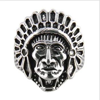 Висококачествени Индийски Пръстени за Мъже от Сплав Антични Сребро впечатлява със своя Бохемски Стил в стил пънк, Реколта Пръстен с Череп, Мъжки Бижута Aneis