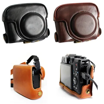 Кожен калъф за фотоапарат чанта с Каишка за Canon POWERSHOT G15 G16 1