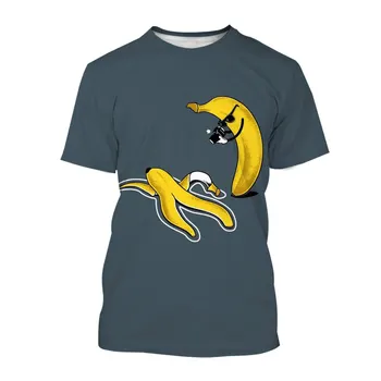 Летните Забавни тениски с изображение на банан, Нови 3D Модерен Мъжки Ежедневни Ризи С Интересни Принтом, Върхове от Полиестер С Кръгло деколте И Къс Ръкав 2