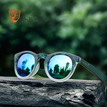 HU WOOD Модни Овални Слънчеви Очила С Поляризирани Лещи, Шарени Очила В Дървена Рамка, Дамски Розови Очила, Мъжки Прозрачни GR8006
