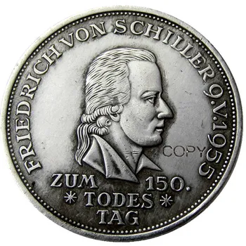 Германия, Федерална Република, 5 марки, копирни монета 1955 година на издаване, покрита със сребро 2