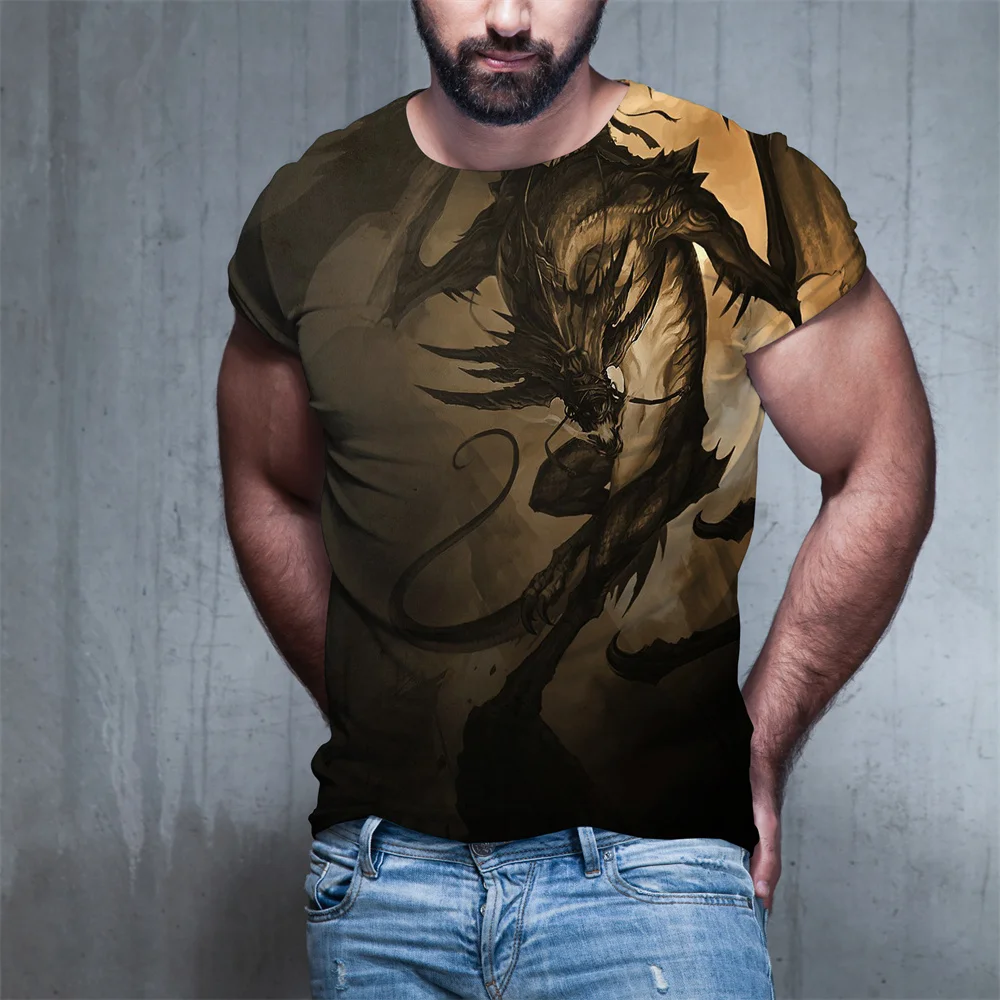 Мъжка тениска с пятицветным Дракон и 3D Принтом под формата на Животно, Дракон, къс ръкав, лятна Тениска Оверсайз за деца/момичета, блузи в стил Харадзюку,... Изображение 2