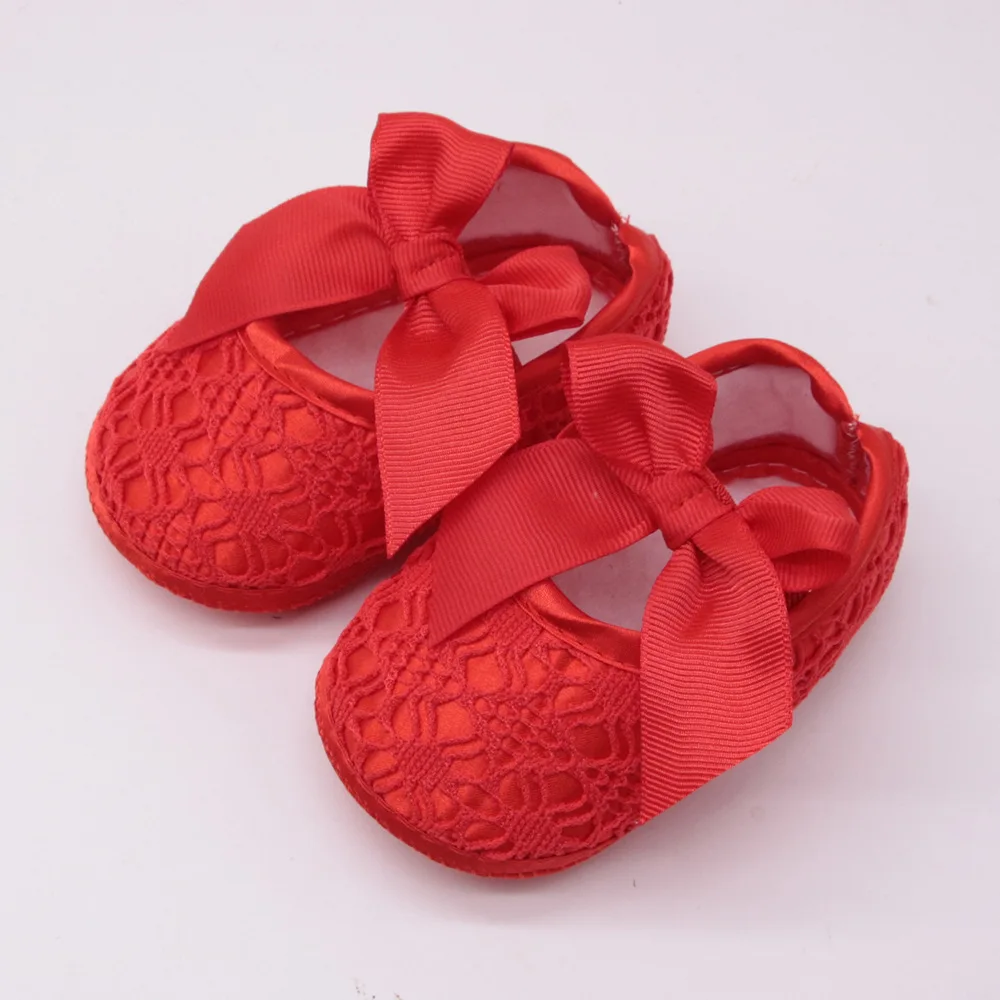 Обувки принцеса с мека подметка, Обувки за бебета, Пролетно-есенна Обувки за деца, Нескользящая обувки за момичета на Сватба, Кръщенета, с лък, от 0 до 1 година Изображение 2