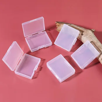Мини-Прозрачна, Пластмасова Кутия за съхранение на Външно размер 5,5x4,2x1,6 см Контейнери с капак Празни кутии, Панти за различни малки предмети 2