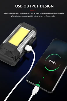 Мултифункционален Led Прожектор USB Акумулаторна COB Работен Светлина с Магнит Мощен Фенер За Къмпинг Водоустойчив Фенер Факел 1