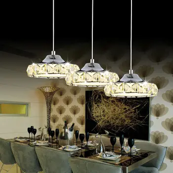 Led лампа за хранене кристален трапезария полилей три модерни минималистичные кръгли хол с трапезария и бар плот, маса за хранене 1
