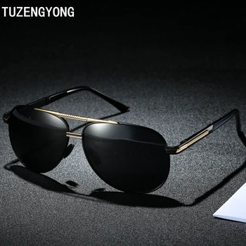 TUZENGYONG 2022 Висококачествени Нови слънчеви очила Пилот мъжки Поляризирани луксозни маркови реколта Мъжки Слънчеви очила За Шофиране Слънчеви очила с UV400