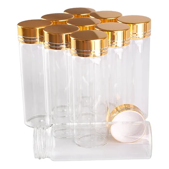 24 парчета 45 мл 30 * 90 мм Стъклени Бутилки със Златни Капаци, Прозрачни Стъклени Бутилки за Подправки за Парфюми Стъклен Контейнер 1
