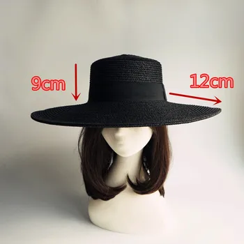 202002-panshi-плосък нова черна плажна шапка от полипропиленова хартия, мъжки и дамски панама за почивка, ДЖАЗ шапка 2