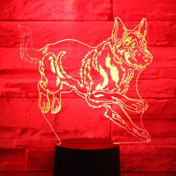 3D Led нощна светлина Немска Овчарка е Куче със 7 Цветове на Светлината, за да украсят Дома Лампа Невероятна Визуализация Оптична Илюзия 1