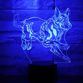 3D Led нощна светлина Немска Овчарка е Куче със 7 Цветове на Светлината, за да украсят Дома Лампа Невероятна Визуализация Оптична Илюзия 2