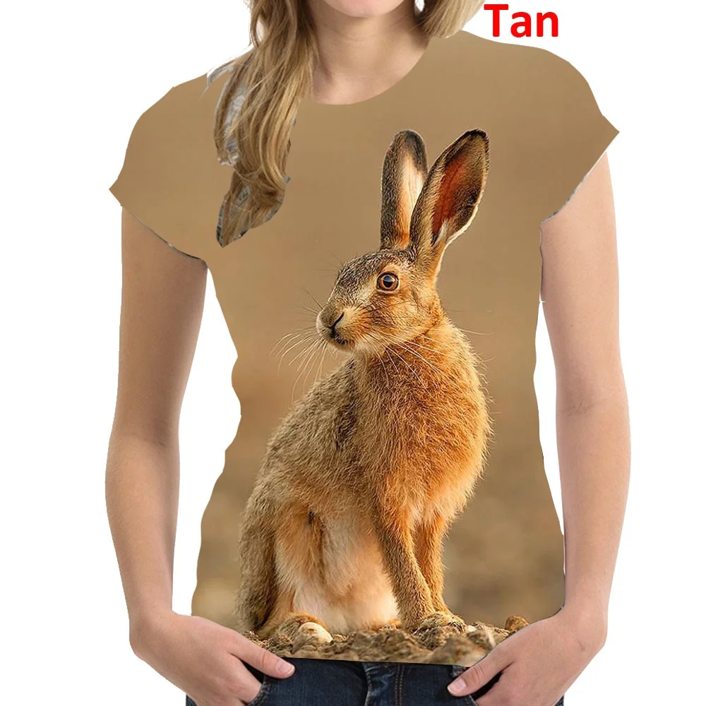 2022 най-Новите Модни Тениска с Образа на Животното и Зайци, Мъжки/дамски тениски с 3D Принтом, Кръгла Яка, Къс Ръкав, Тениска В Стил Харадзюку Изображение 3