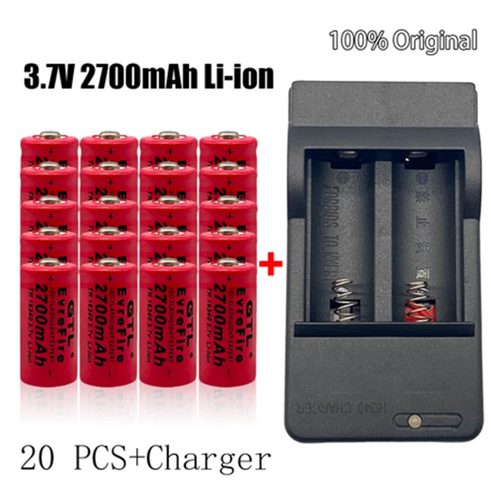 3,7 На 2700 mah Литиево-йонна батерия 16340 Батерия cr123a lithium Акумулаторни Батерии CR123 за Лазерна Писалка Led Фенерче, Помещение за Сигурност + Зарядно Устройство Изображение 3