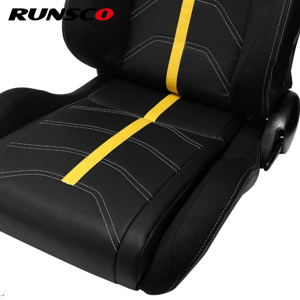Автомобилни Аксесоари 1БР Състезателни Седалки Регулируеми Черни PVC Сгъваеми Кожени Спортни Седалки С Кофа Изображение 3