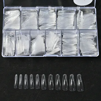 Гел XL Система за Изграждане на нокти с Пълно Покриване на Изваяни 500 бр./кор. Безшевни Типсы За нокти 10 размери Режийни Нокти Шило Ковчега на Въздушната Върховете на ноктите 1