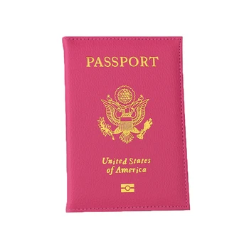 Пътна Корици за Паспорти от Изкуствена Кожа, Персонални Дамски Розови Корици за Паспорти на САЩ, Американските Корици за паспорти, калъф за Паспорт за Момичета 2