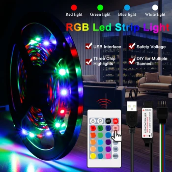 Led RGB Светлинна Лента USB Гъвкава Водоустойчива Лампа ТЕЛЕВИЗИЯ Осветление Стенен Лампа Лента За Декорация на Дома Стаите в IR Контрол Led Светлини RGBW