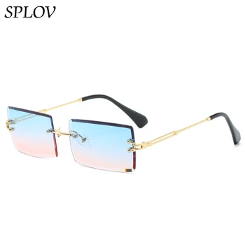 Модерни Правоъгълни Слънчеви Очила Без Рамки, с Нов Дизайн, Луксозни Квадратни Очила за Жени и Мъже, Летен Стил, Ретро Нюанси, UV400 1