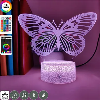 Красива Пеперуда Животно лека нощ за най-Малките Деца за Декорация на Детска Спални Визия 3d Лампа Настолна Лампа най-Добрите Коледни Подаръци Играчки 1