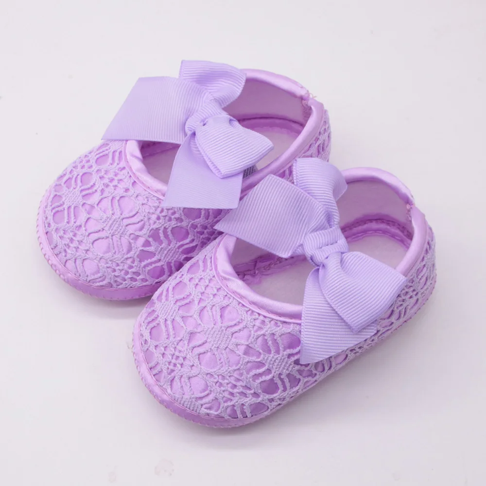 Обувки принцеса с мека подметка, Обувки за бебета, Пролетно-есенна Обувки за деца, Нескользящая обувки за момичета на Сватба, Кръщенета, с лък, от 0 до 1 година Изображение 4