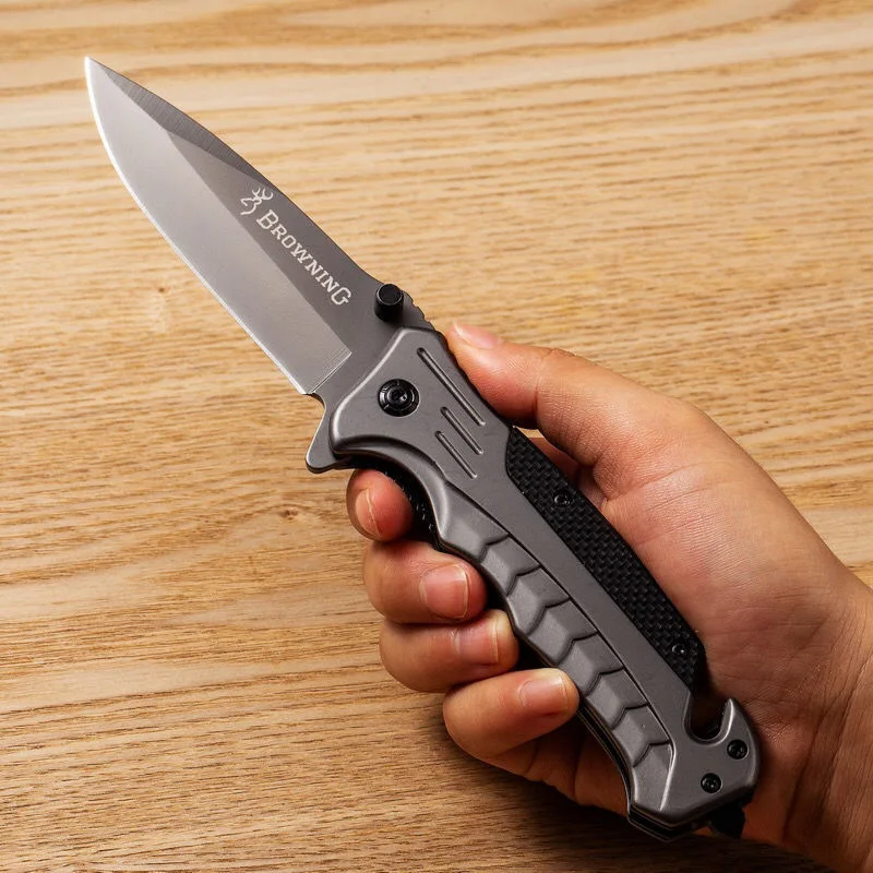 Сив Черен Висока Твърдост EDC Открит Преносим Малък Сгъваем Нож желание за самозащита Къмпинг Походный Нож Инструменти За Разбиване на Прозорци Изображение 4