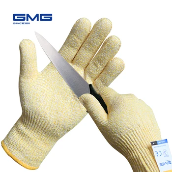 Ръкавици със Защита От Порязване GMG Yellow HPPE EN388 Предпазни Работни Ръкавици със Защита от порязване 5-то ниво За Кухня, Устойчиви Към нарязан-устойчиви Ръкавици 1